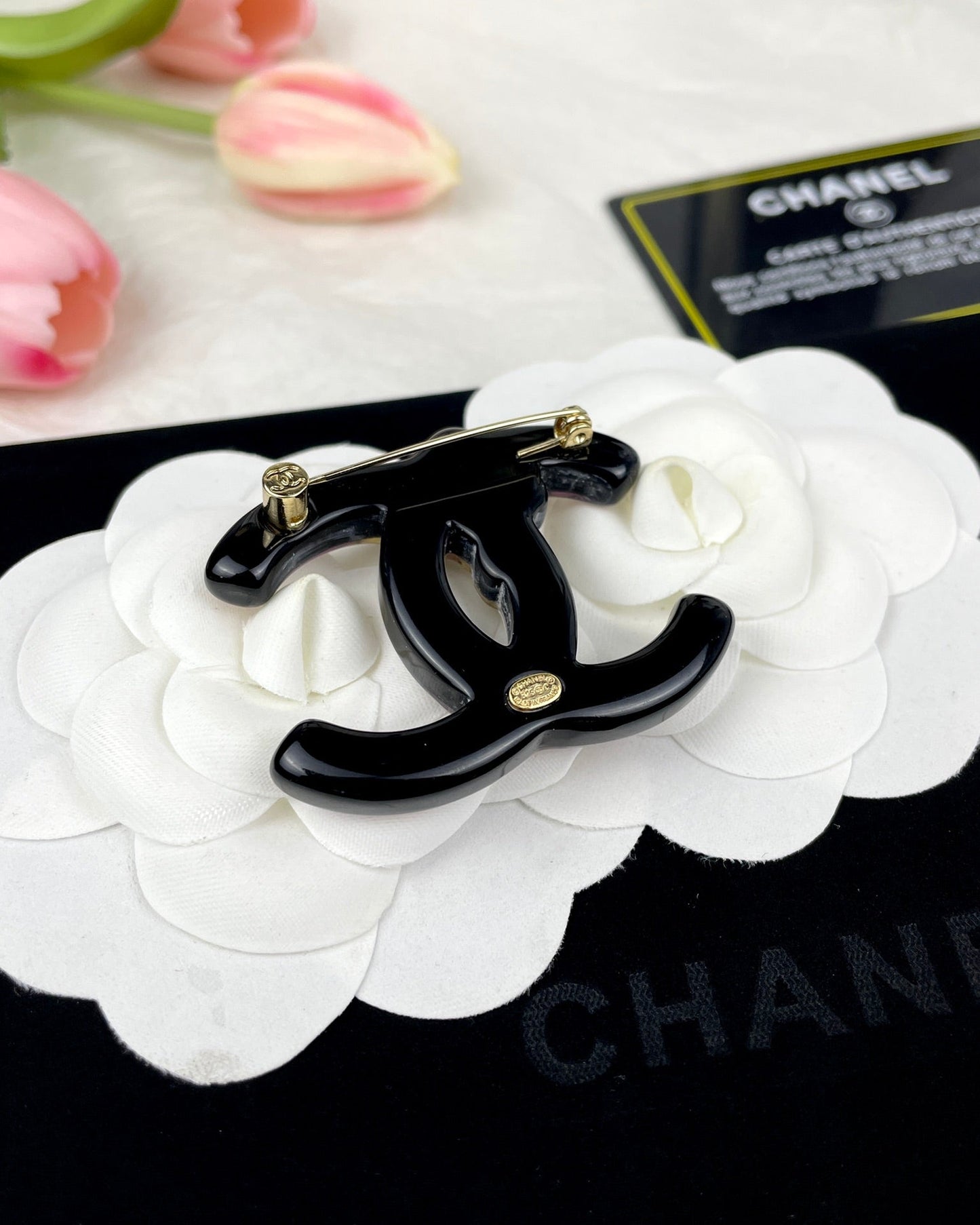 18K CC Pink Resin Brooch