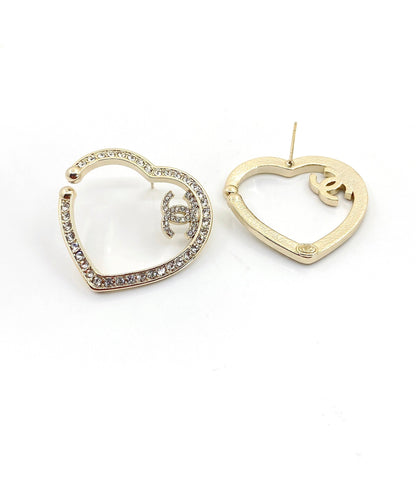 18K CC Diamond Heart Earrings