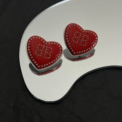 18K BB Red Heart Earrings