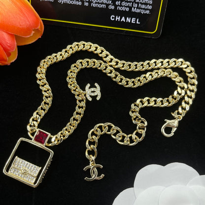 18K CC Bag Pendant Chain Necklace