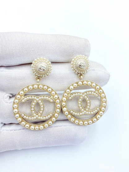 18K CC Pearl Earrings