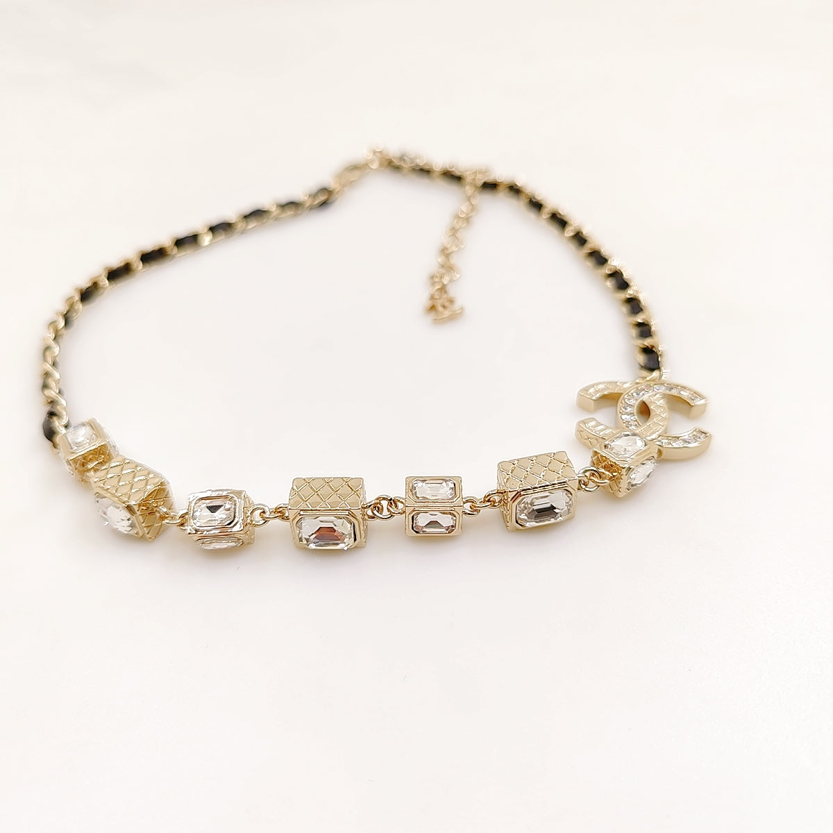 18K CC Square Crystal Choker Necklace