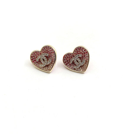 Boucles d'oreilles coeur rose diamant 18 carats CC