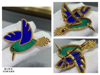 18K Lucky Animals Hummingbird Clip Brooch