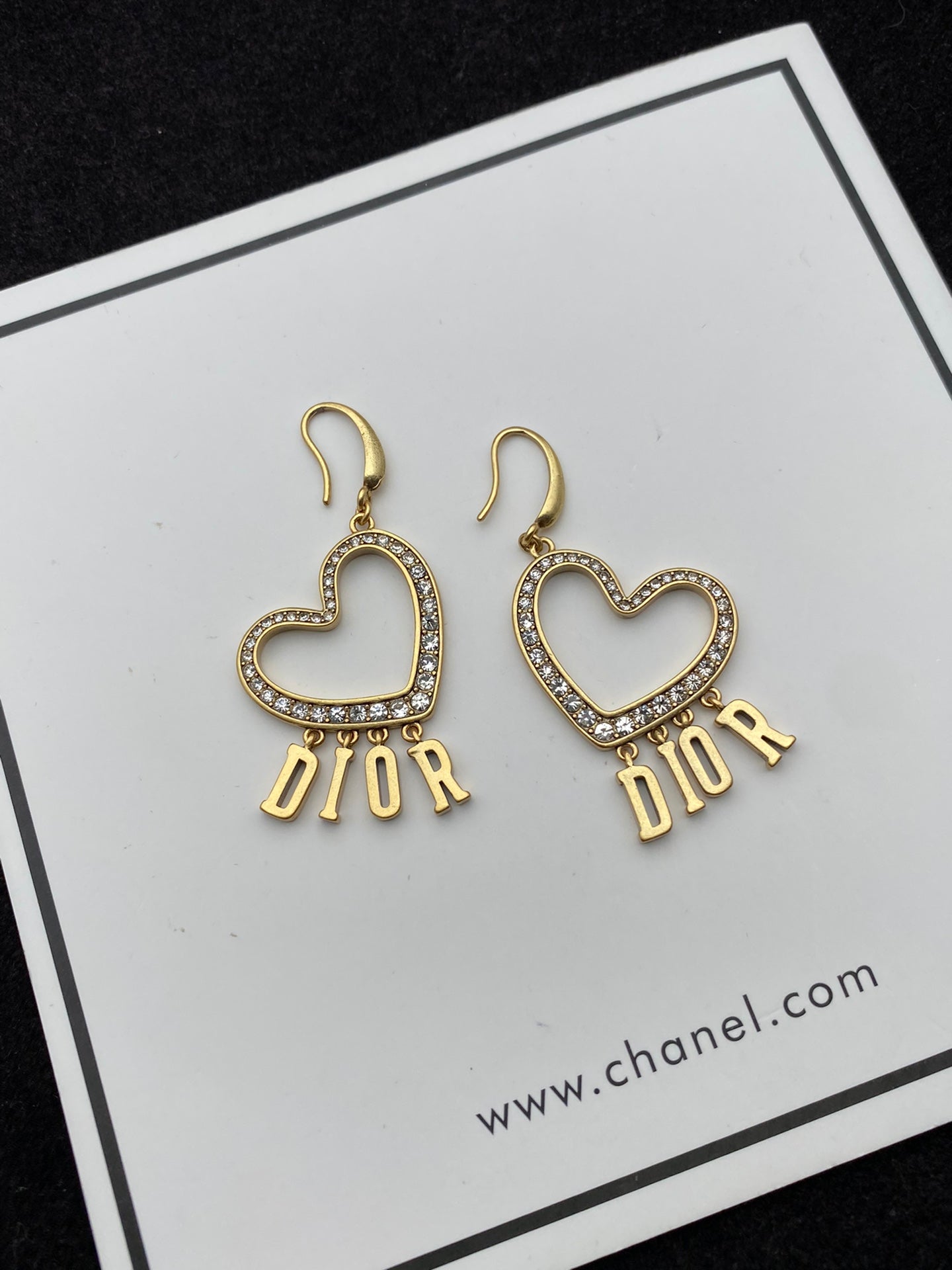 Boucles d'oreilles en cristal cœur CD 18 carats