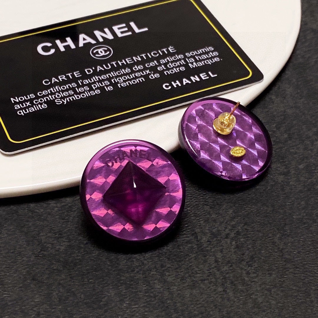 18K Vintage CC Purple Earrings