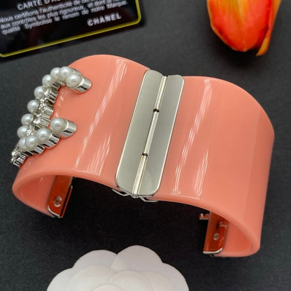 18K CC Pearl & Diamond Pink Cuff Bracelet