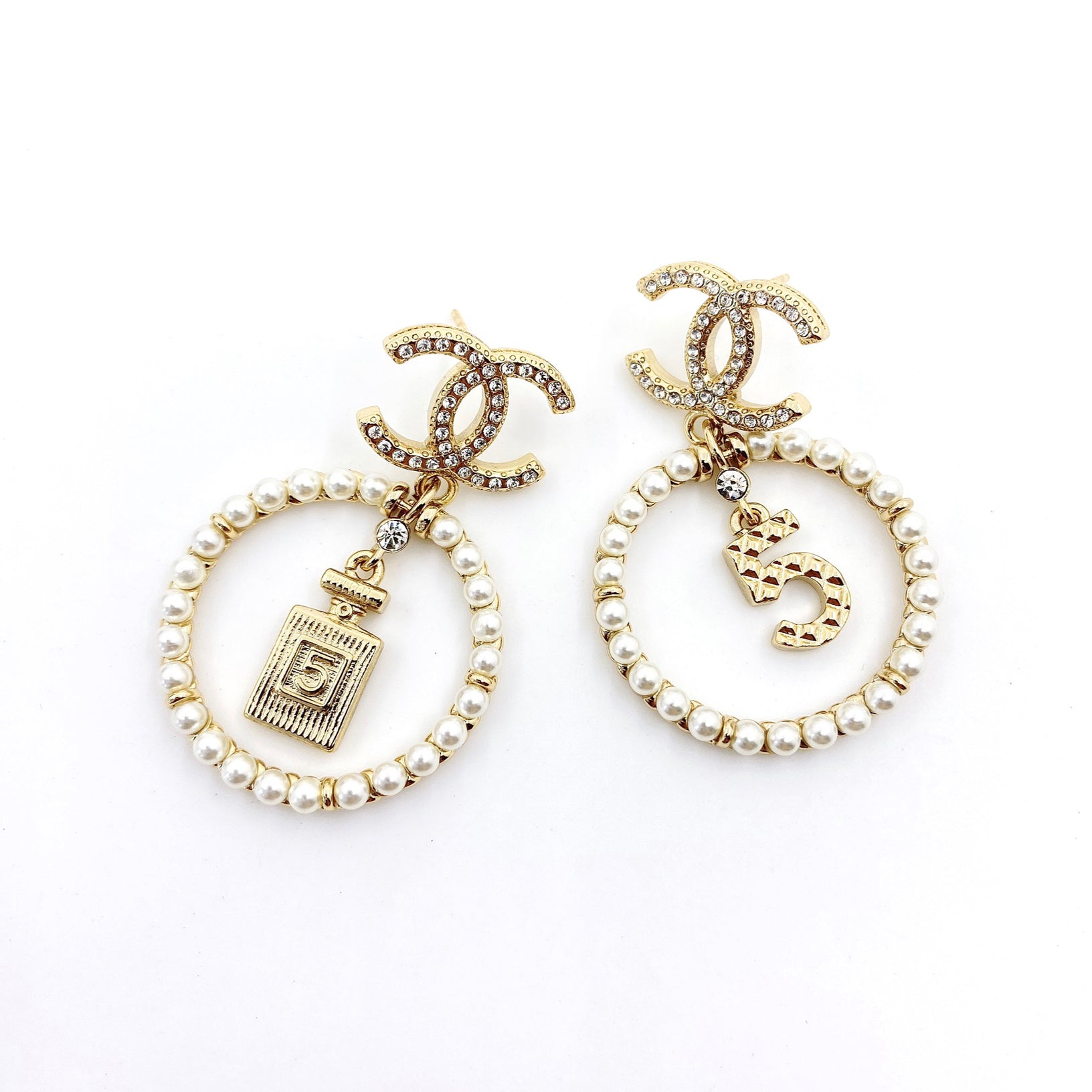 18k CHANEL CC No.5 Perfume Bottle Earrings