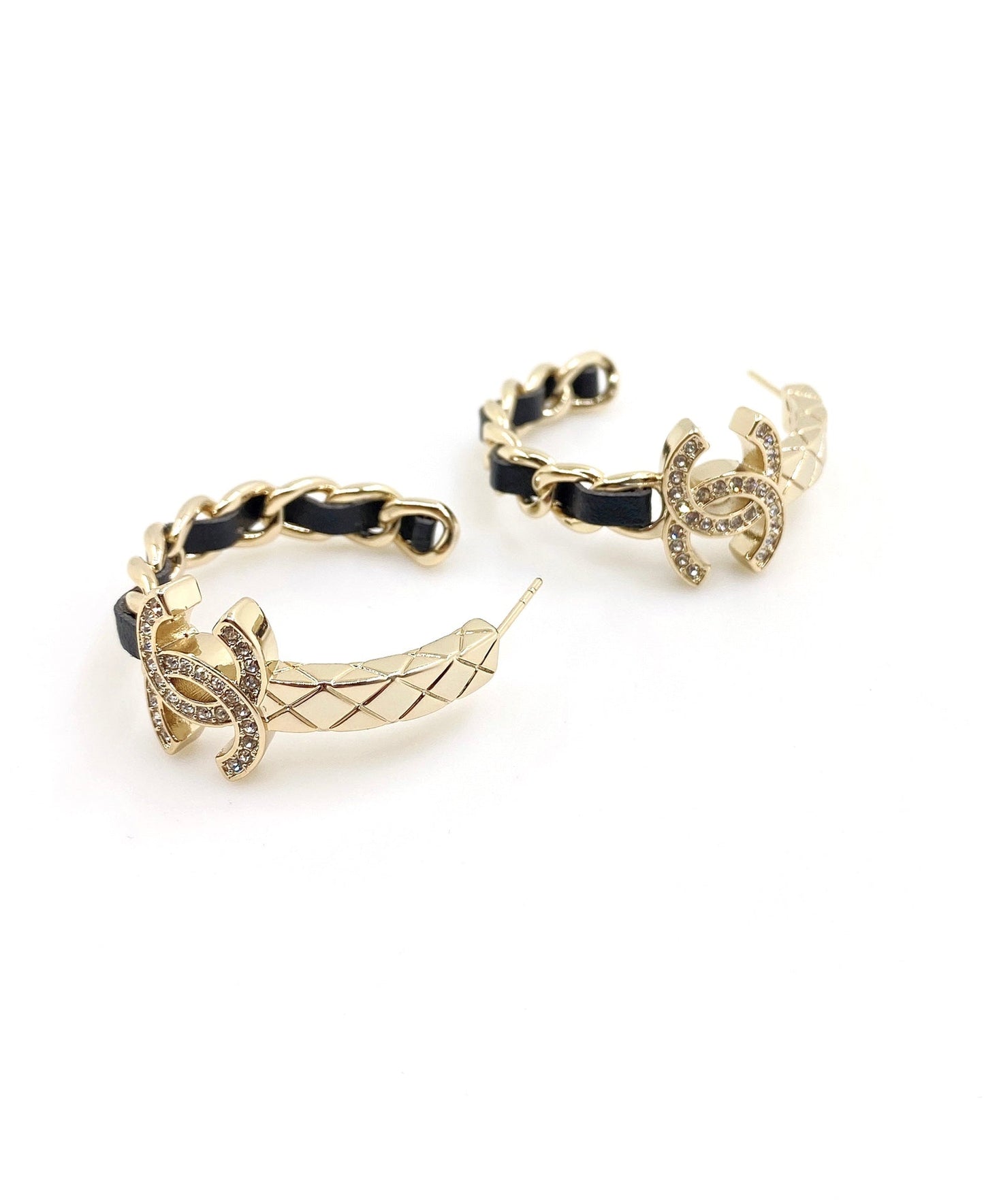 18K CC Black Open Earrings