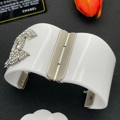 18K CC Pearl Diamond White Cuff Bracelet