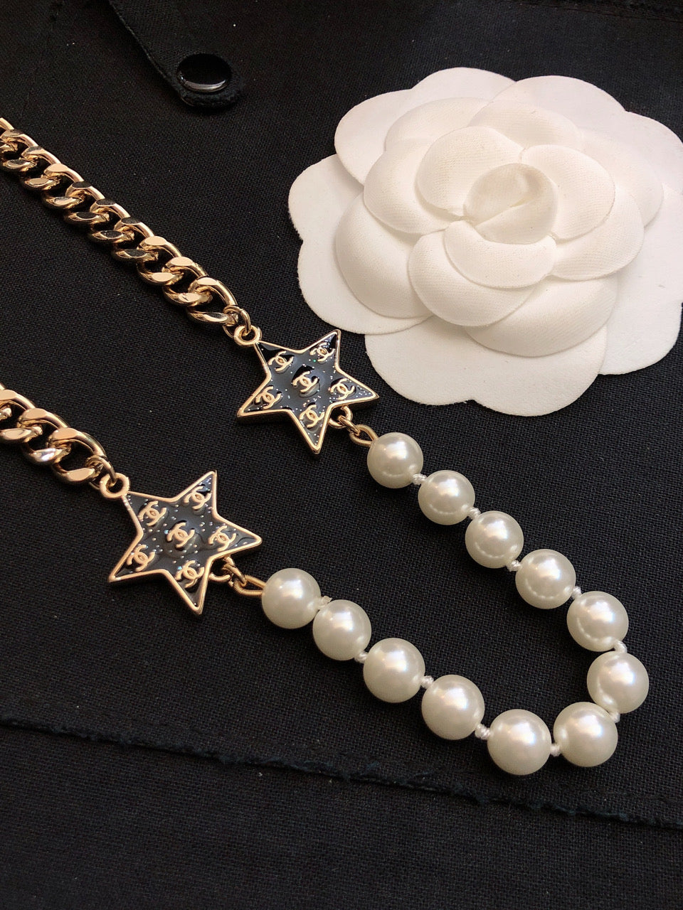 18K CC Star Pearls Necklace