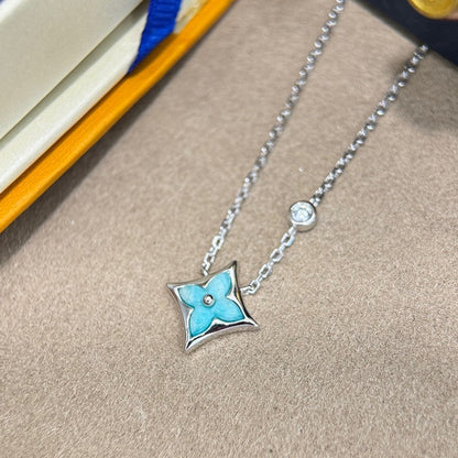18K Louis Blue Color Blossom Necklace