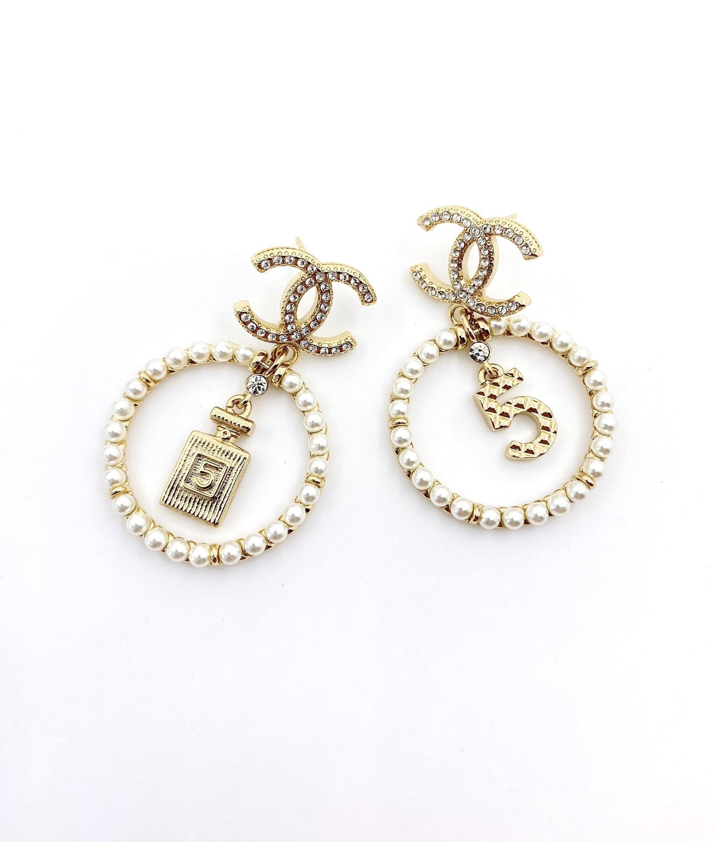 Boucles D'oreilles Pendantes Parfum 18K CC No5