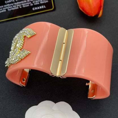 18K CC Pearl Diamond Pink Cuff Bracelet