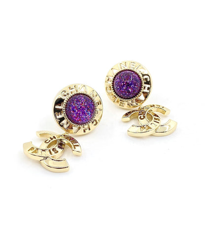 18K CC Purple Crystals Earrings