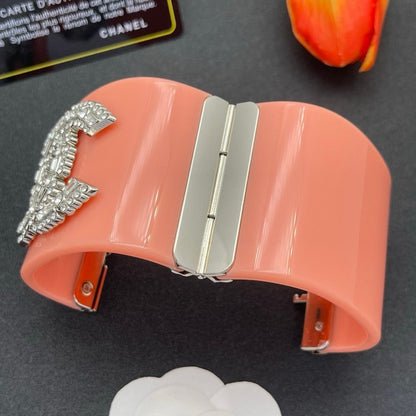 18K CC Pearl Diamond Pink Cuff Bracelet