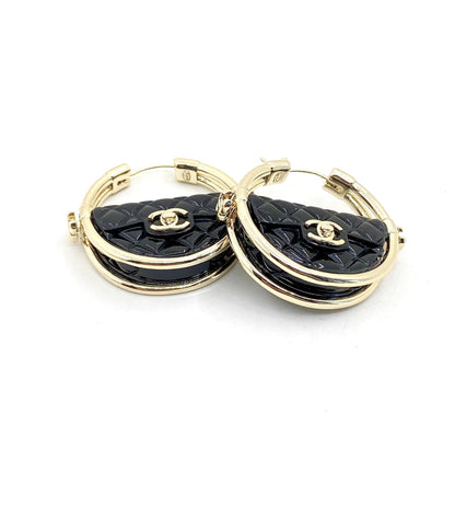 18K CC Black Bag Earrings