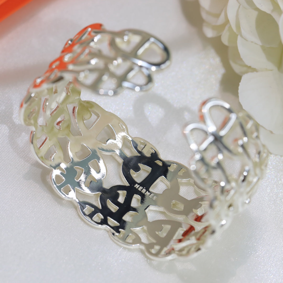 Bracelet Chaine D'Ancre Wide Cutwork H 18 carats