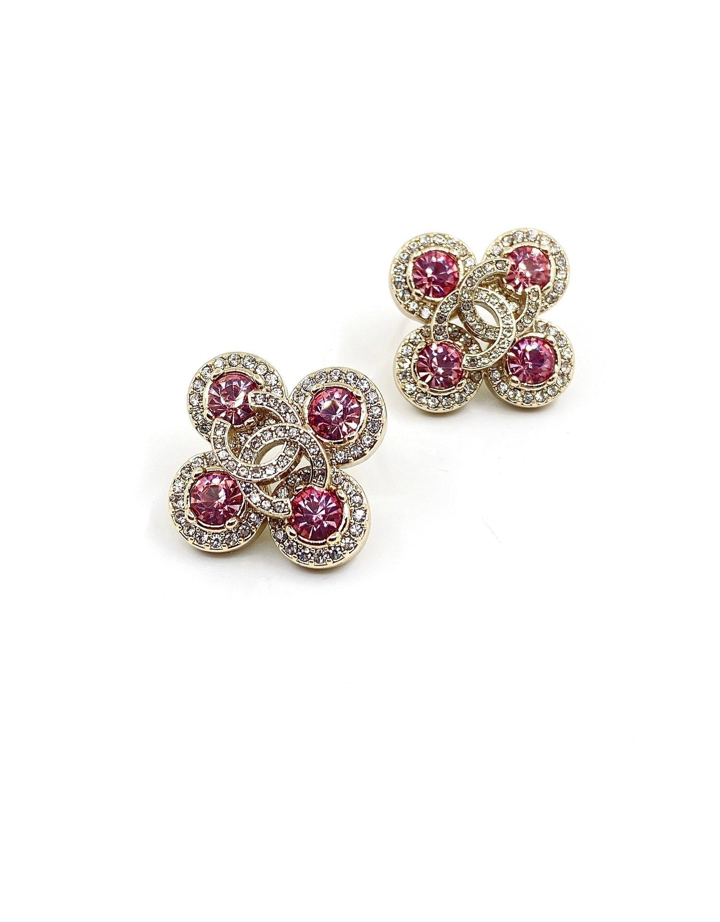 Boucles d'oreilles diamants roses 18 carats CC