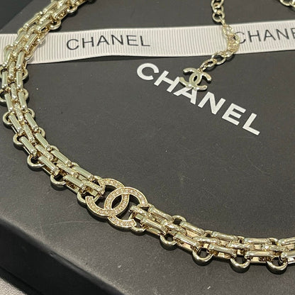 18K CC Pave Diamond Gold Necklace