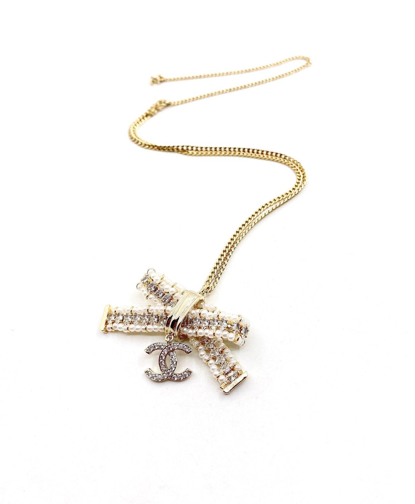 18K CC Bow Tie Necklace