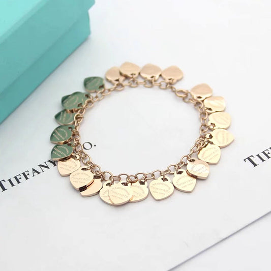 18K T Heart Tag Bracelet