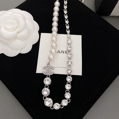 18K CC Pearls Crystals Necklace