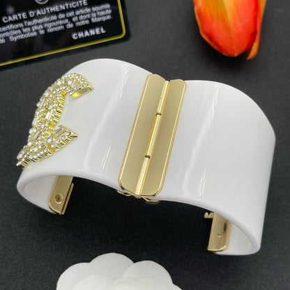 18K CC Pearl Diamond White Cuff Bracelet