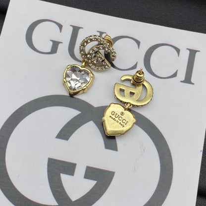 Boucles d'oreilles pendantes en cristal Double G 18 carats