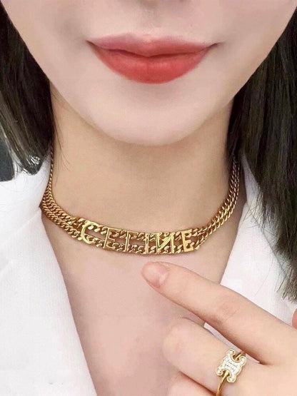 18K Triomphe Script Choker Necklace