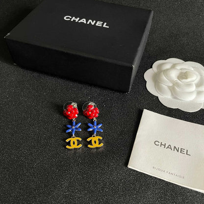 18K CC Color Camellia Earrings