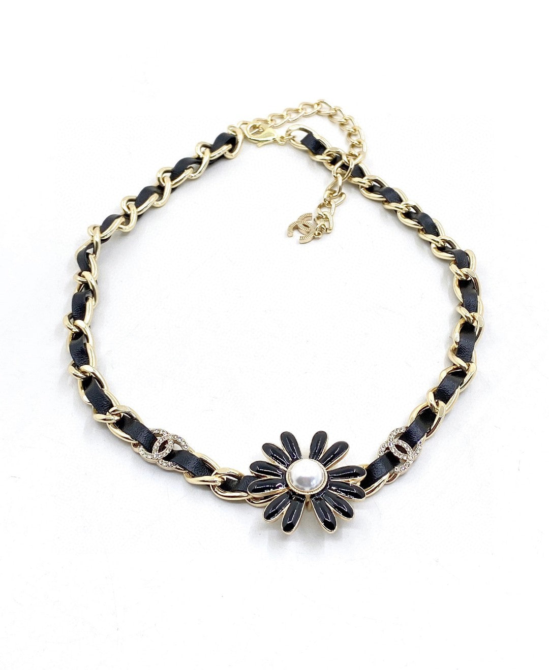 18K CC Black Daisy Necklace