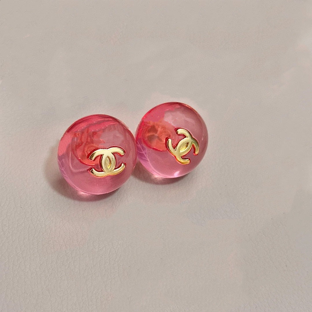 Boucles d'oreilles en cristal rose CC 18 carats