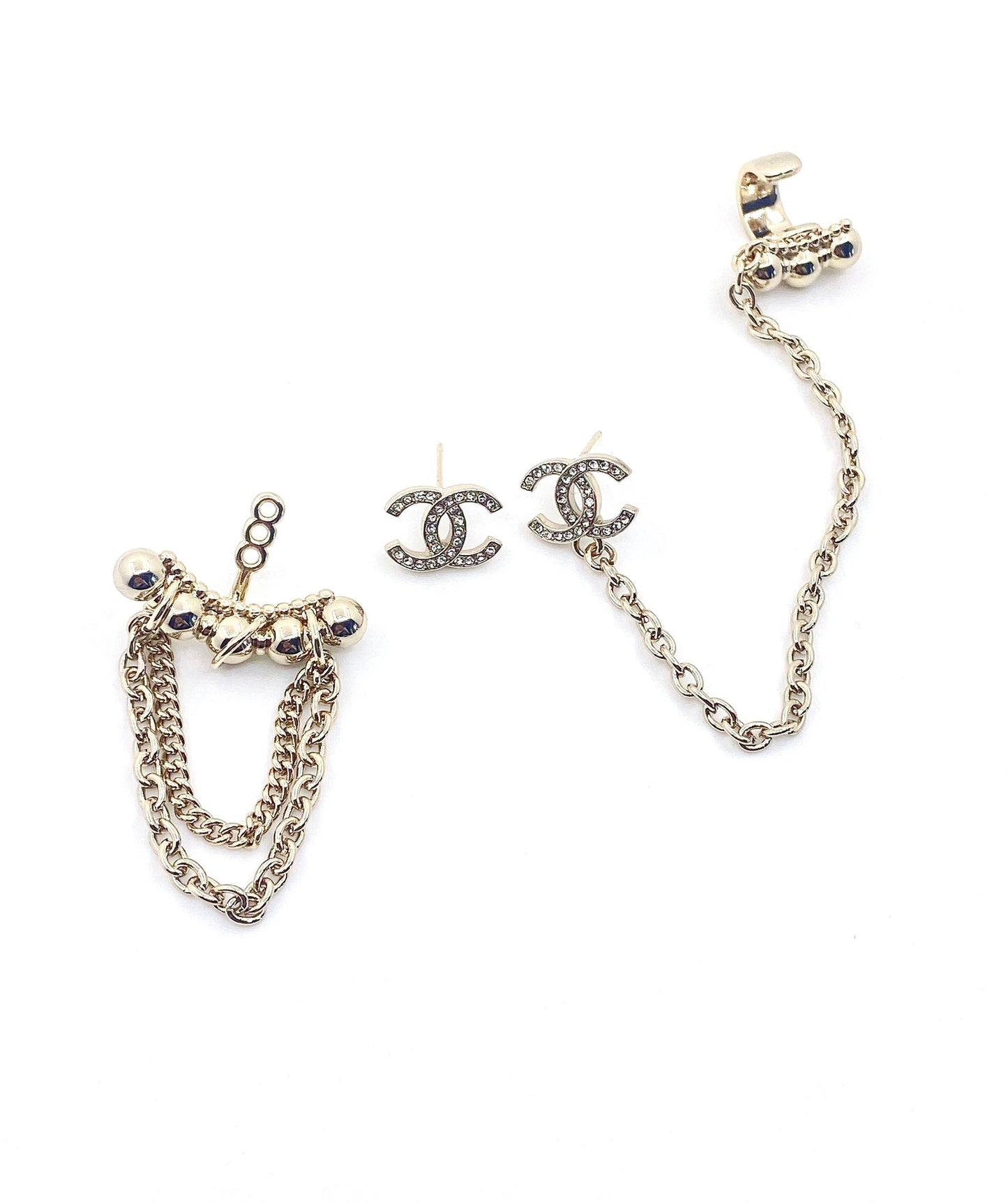 Boucles d'oreilles chaîne CC 18 carats