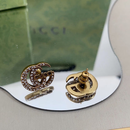 18K Double G Logo Diamonds Earrings