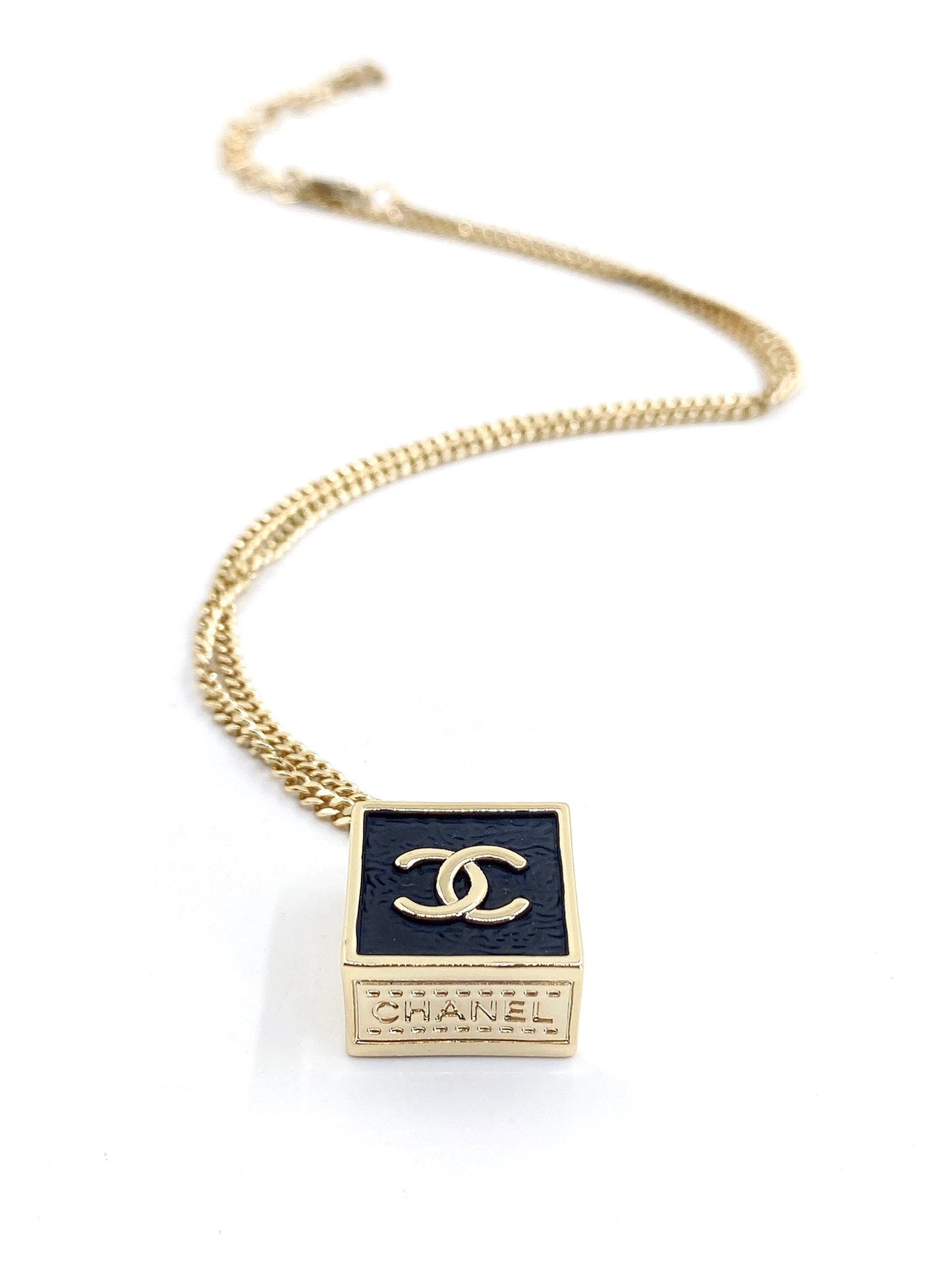 18K CC Square Pendant Necklace