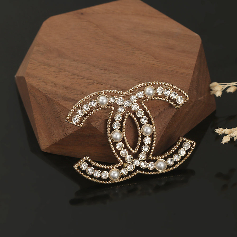 18K CC Pearls Brooch