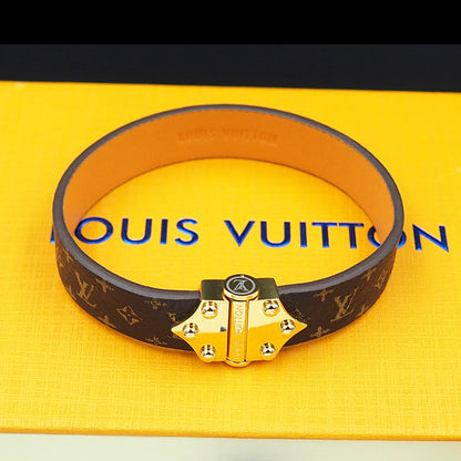 Bracelet vintage en cuir Louis 18 carats