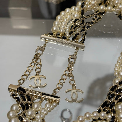 18K CC Pearls Choker Gold Necklace
