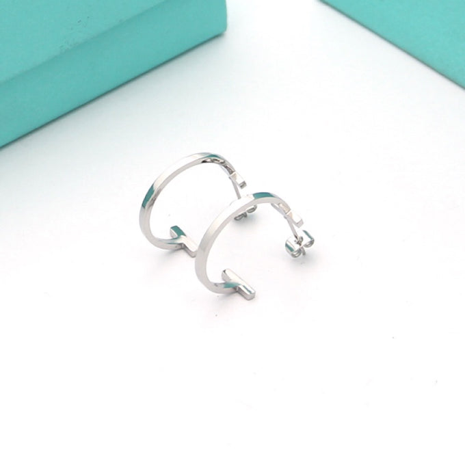 18K T Hoop Earrings