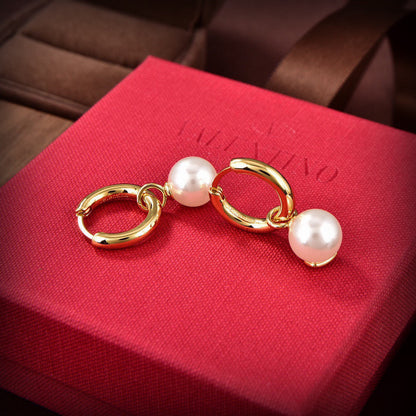 18K Vlogo Pearl Earrings