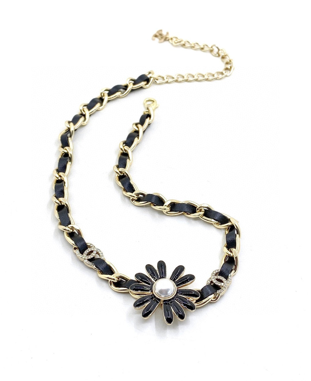 18K CC Black Daisy Necklace