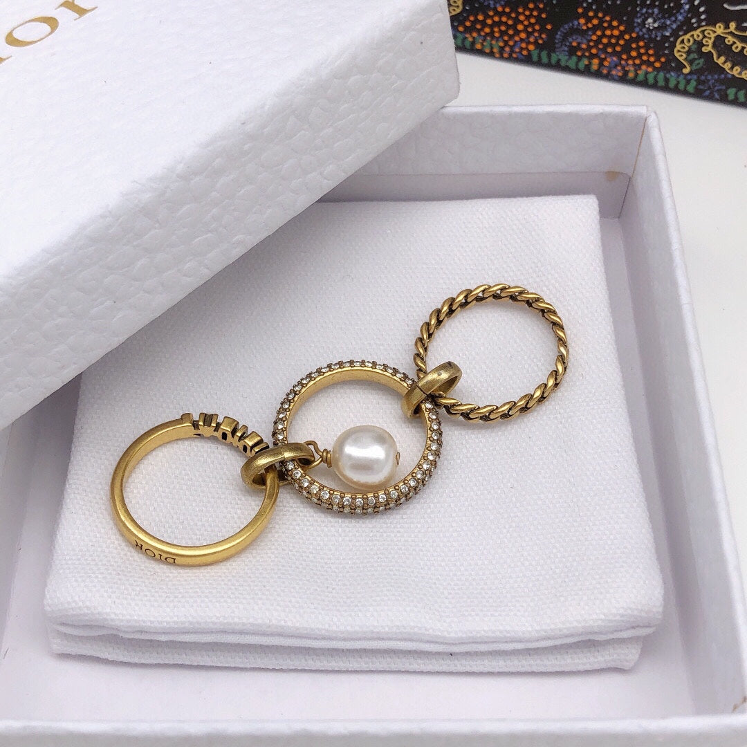 18K CD Pearl & Crystal J'Adior Rings