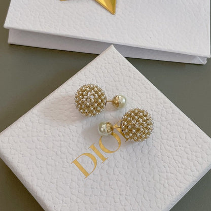 18K CD Tribales Diamond Ball Earrings