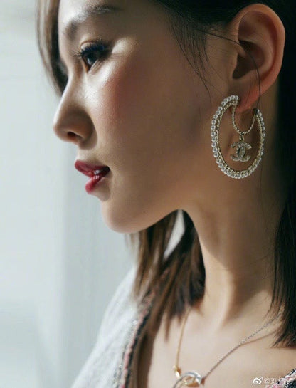 18K CC Circle Earrings