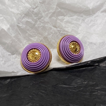 Boucles d'oreilles en résine violette 18 carats CC