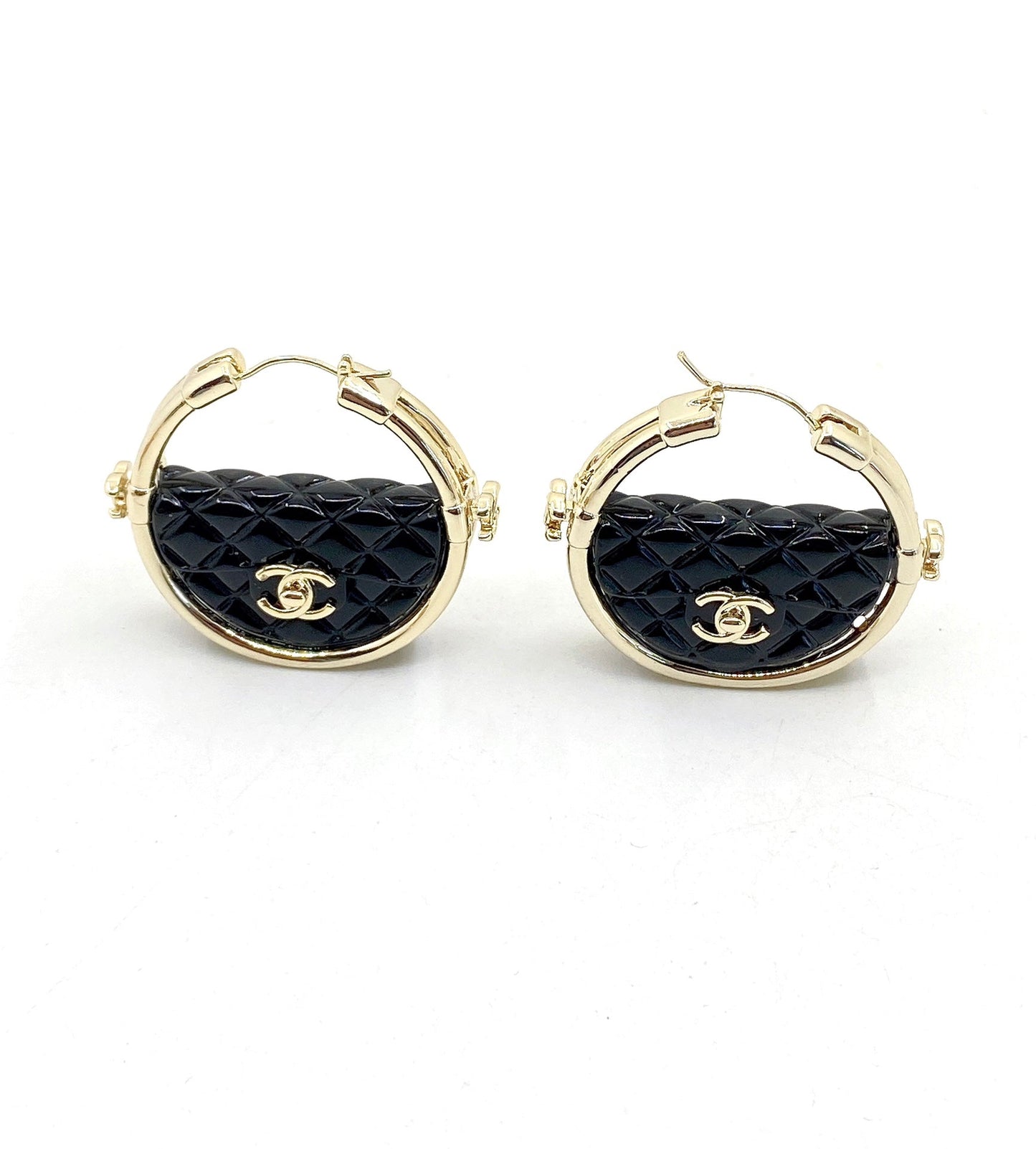 18K CC Black Bag Earrings