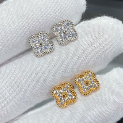 18K Van Cleef & Arpels Vintage Alhambra Diamonds Earrings