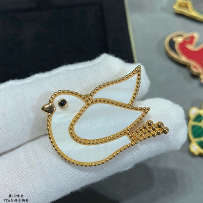 18K Lucky Animals Dove Clip Brooch