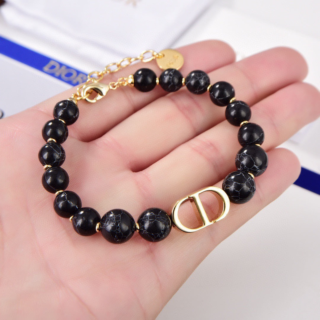 Bracelet Perles Noires Montaigne 18K CD 30